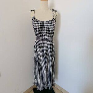 DÔEN Leslie tie-detailed smocked gingham voile midi dress